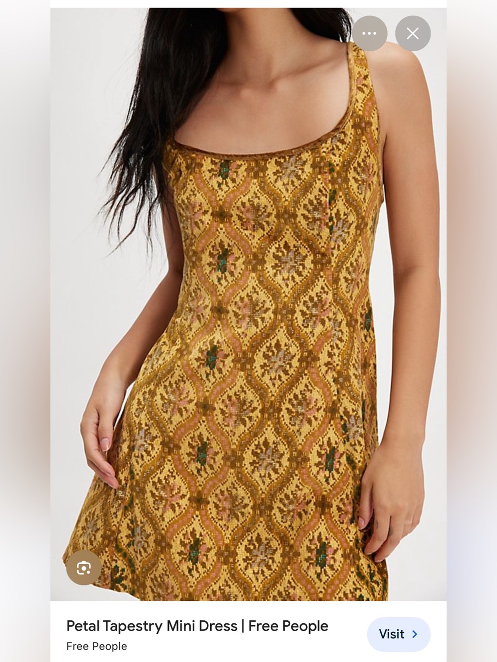 Petal Tapestry Mini Dress - Mustard Yellow